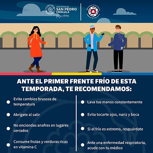 PC de San Pedro Cholula emite recomendaciones ante frente frío