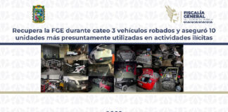 Recupera la FGE durante cateo 3 vehículos robados y aseguró 10 unidades más presuntamente utilizadas en actividades ilícitas