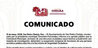 Suspende temporalmente ayuntamiento de San Pedro Cholula, a funcionario de la SSC