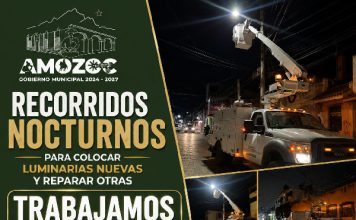 En Amozoc colocan luminarias nuevas y reparan otras para brindar mayor seguridad