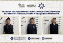 Refuerza SSC de San Pedro Cholula acciones para proteger los espacios públicos; detiene a tres jóvenes por grafiti