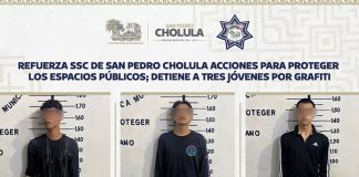Refuerza SSC de San Pedro Cholula acciones para proteger los espacios públicos; detiene a tres jóvenes por grafiti