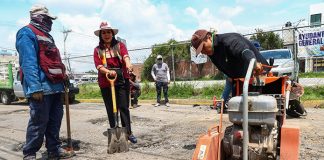 Tonantzin Fernández impulsa el programa de bacheo más amplio en la historia reciente de San Pedro Cholula