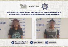 Resultado de operativo de vigilancia, SSC de San Pedro Cholula detiene a dos presuntos responsables de robo agravado