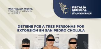 Detiene FGE a tres personas por extorsión en San Pedro Cholula