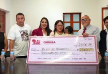 Tonantzin Fernández fortalece las tradiciones de San Pedro Cholula con apoyos a batallones de Animeros